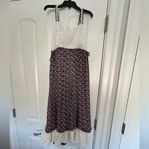 Girls Floral Maxi Dress with Lace Top